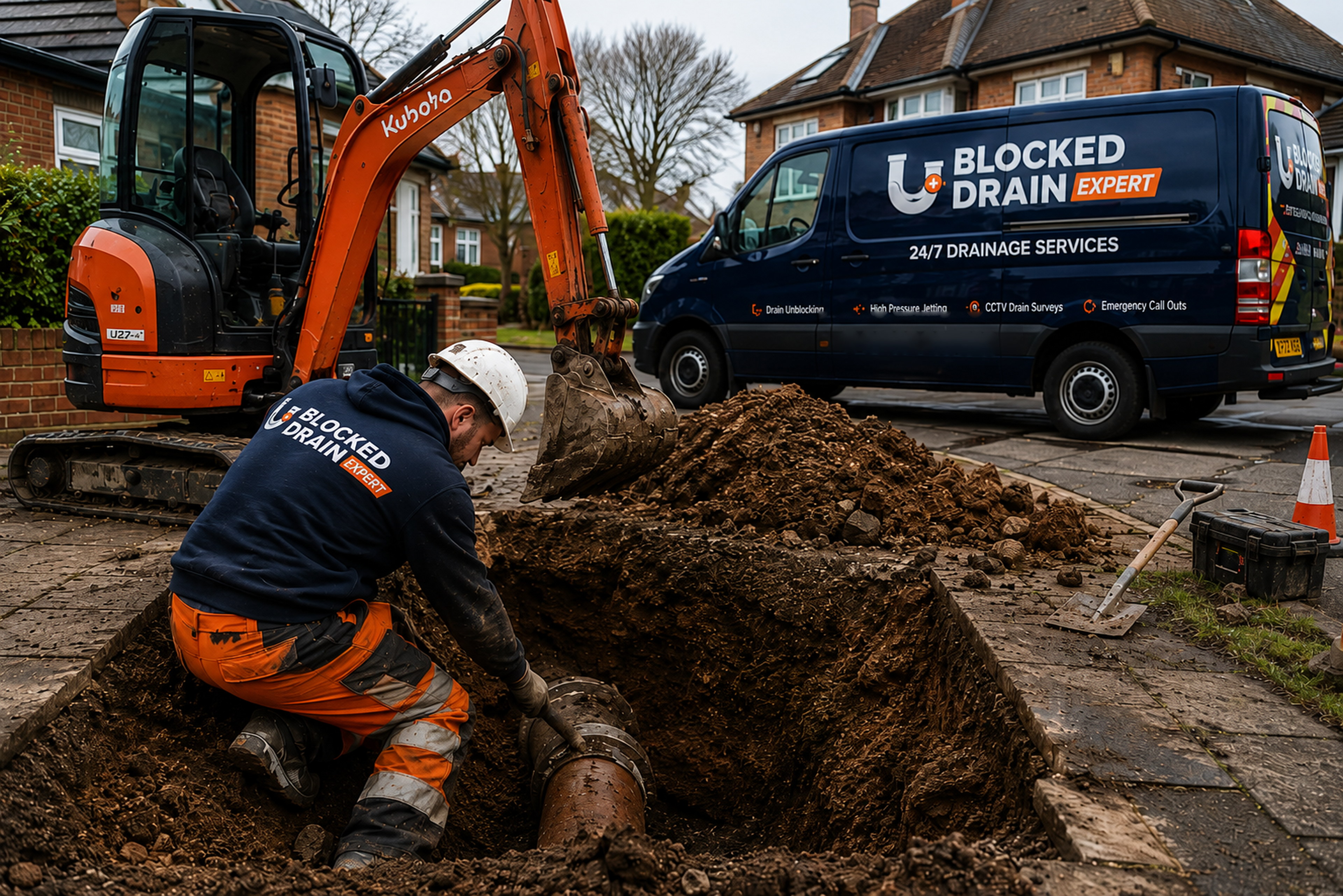 Blocked Drain Expert drainage repair team and branded service van